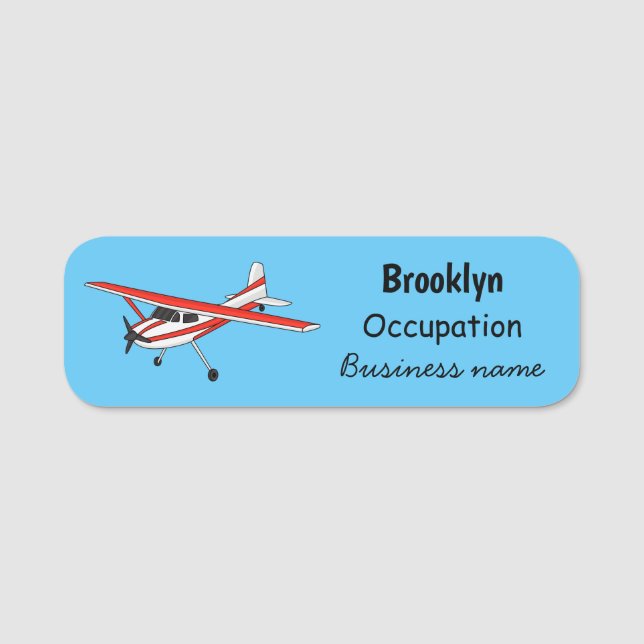 Tricycle gear aircraft cartoon name tag (Front)