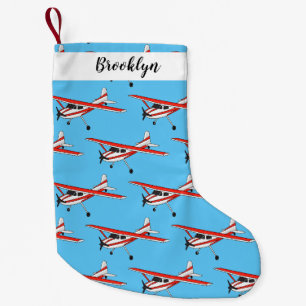 Tricycle gear aircraft cartoon small christmas stocking