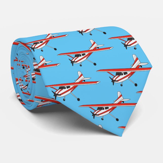 Tricycle gear aircraft cartoon tie (Rolled)