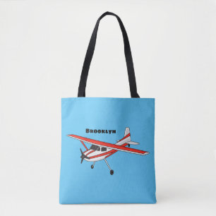 Tricycle gear aircraft cartoon tote bag