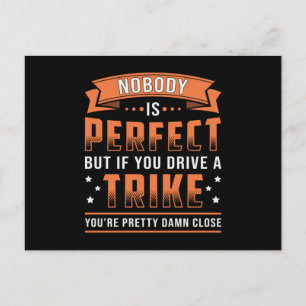 Tricycle Triker Nobody Is Perfect Vintage Retro Postcard