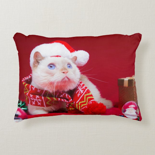Trident the Cat Christmas Pillow (Front)