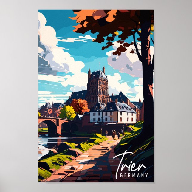 Trier Germany vintage travel illustration Poster (Front)