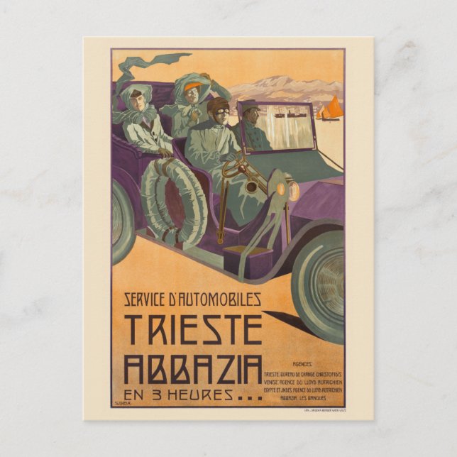 Trieste Abbazia Italy Vintage Poster 1911 Postcard (Front)