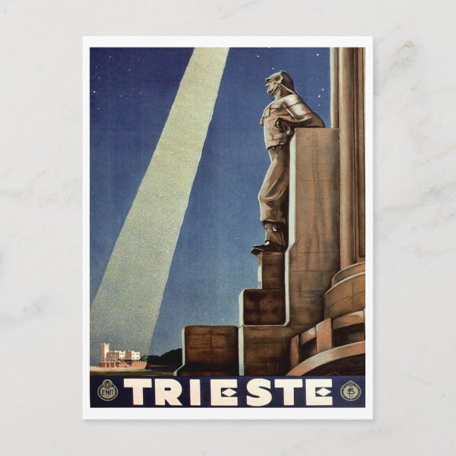 Trieste city, Italy. Night sky. Vintage travel Postcard (Front)