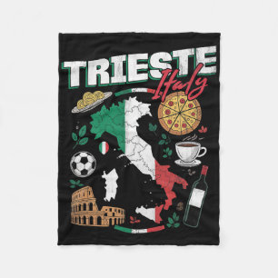 Trieste Italy Italia Italian Flag Map Souvenirs Fleece Blanket
