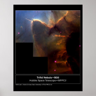 Trifid Nebula M20 Hubble Telescope Photo Poster