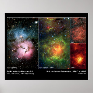 Trifid Nebula (Messier 20) – Spitzer Telescope Poster