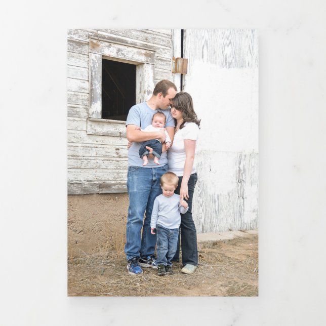 Trifold 4 Photo Evergreen Tree Watercolor Card (Cover)