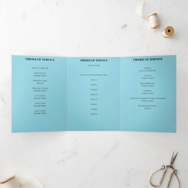 Trifold Funeral Program – Celebration of Life (Inside)