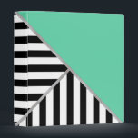 Trifold Teal and Stripes Binder<br><div class="desc">Hip and trendy trifold teal and black and white stripes pattern.</div>