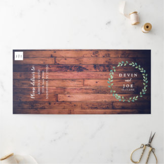 Trifold Watercolor Greenery Wedding Invitation