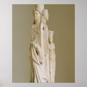 Triform Herm of Hecate, Marble sculpture, Attic pe Poster