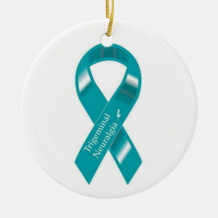 Trigeminal Neuralgia awareness ribbon ornament. Ceramic Ornament