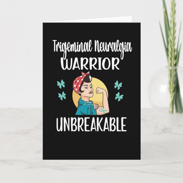 Trigeminal Neuralgia Warrior Teal Ribbon Awareness Card (Front)