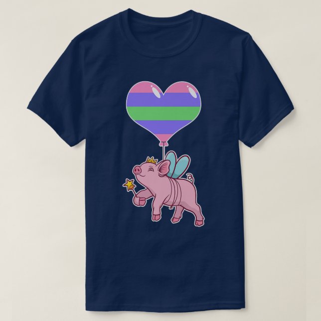 Trigender Pig Fairyseual IdentityNonbinary Love T-Shirt (Design Front)