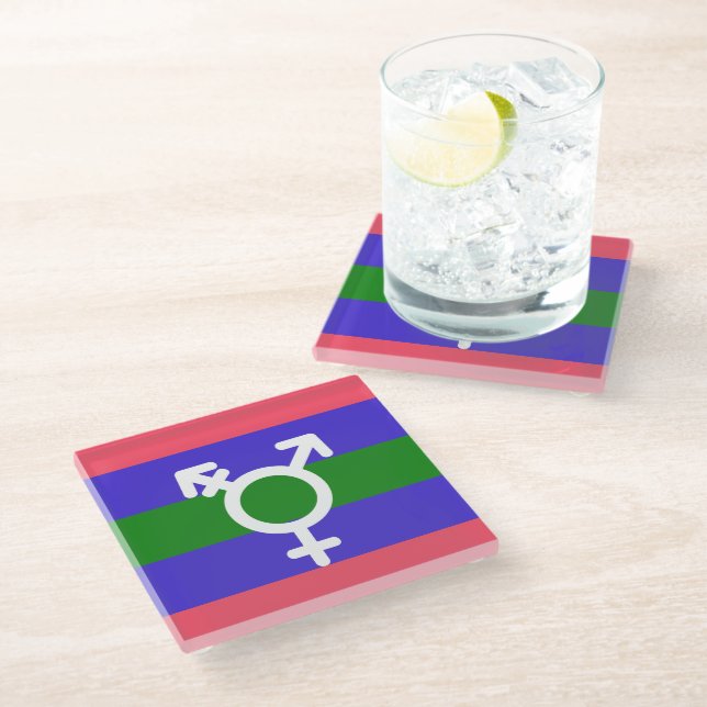 Trigender Pride Glass Coaster (Angled)