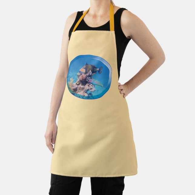 Triggerfish at coral reef - Photographic Design |  Apron (Insitu)