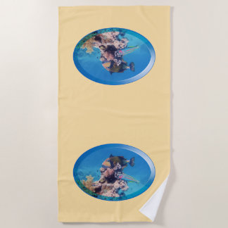 Triggerfish at coral reef - Photographic Design | Beach Towel