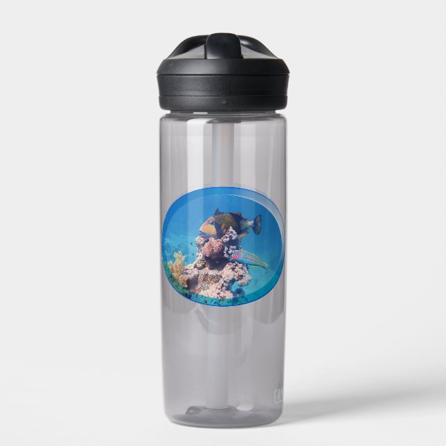 Triggerfish at coral reef - Photographic Design |  Water Bottle (Front)