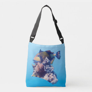 Triggerfish - Organic Crop View at Coral Reef Crossbody Bag