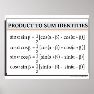 Trigonometry Poster: Product to Sum Identities Poster