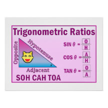 Trigonometry SOH CAH TOA Classroom Pink Poster