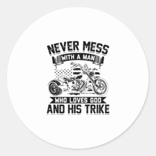 Trike & God   Trike Driving Trikes Biker Gifts Classic Round Sticker