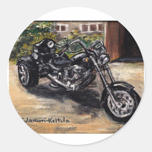 Trike motorcycle classic round sticker (Front)
