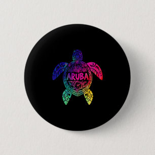 Tril Aru Tie Dye Sea Turtle Aru Beach Vacation  2 Inch Round Button