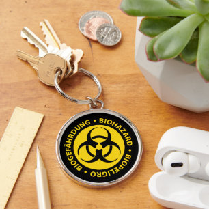 Trilingual Biohazard Warning Keychain