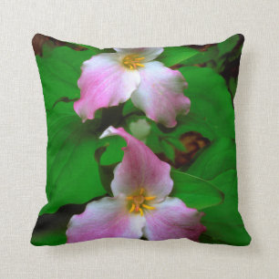 Trillium Wildflower Throw Pillow