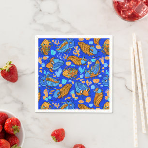 Trilobites on dark blue background (kids pattern) napkin