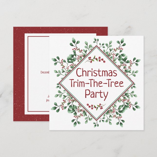 Trim-L'Arbre de Noël - Fête - Invitation (Devant / Derrière)