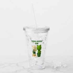 Trim Mode On: Cute Cat Gardener & Topiary Art Acrylic Tumbler