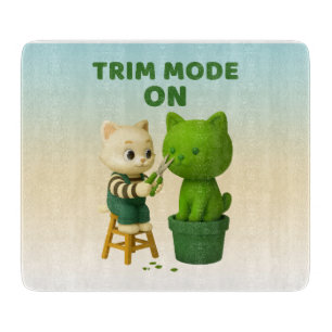 Trim Mode On: Cute Cat Gardener & Topiary Art Cutting Board
