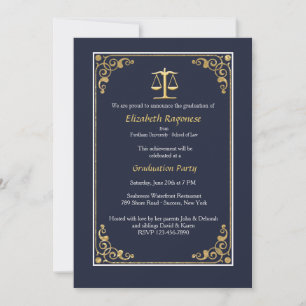 Trimmed in Gold Justice Scale Graduation Invites