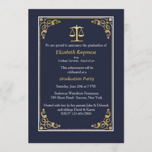 Trimmed in Gold Justice Scale Graduation Invites