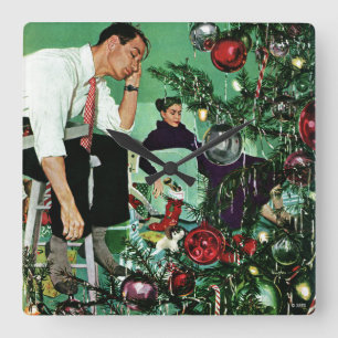 Trimming the Tree Square Wall Clock