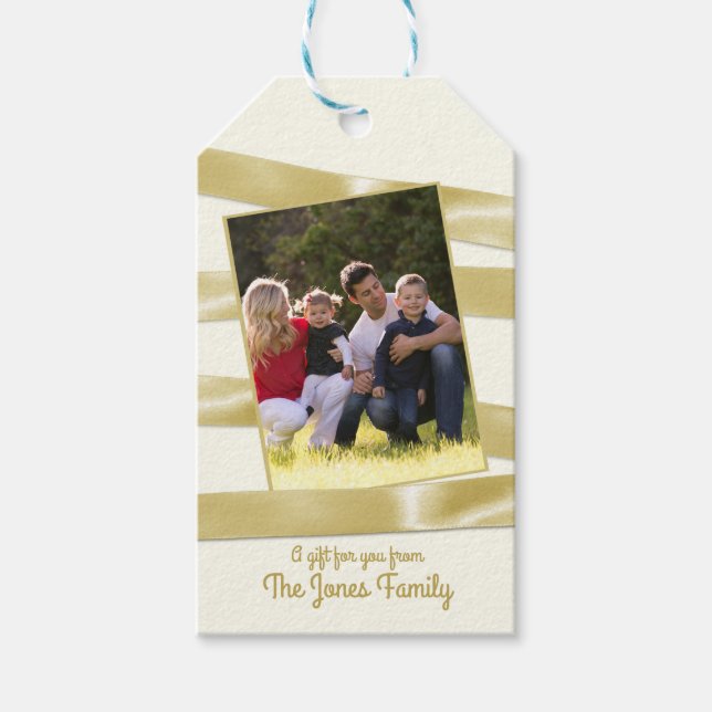 Trimmings of Gold Photo Gift Tags (Front)