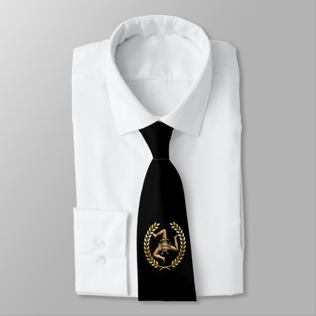 Trinacria of Sicily Laurel Wreath and Gorgon Tie (Tied)
