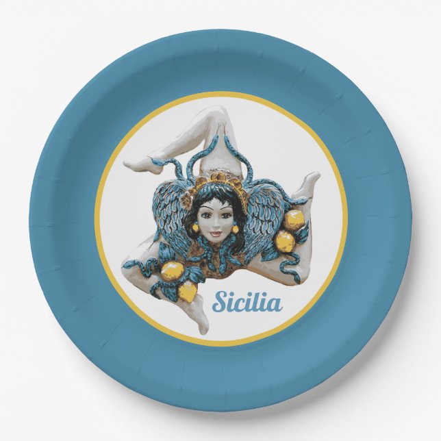 Trinacria of Sicily Three-Legged symbol Sicilia  Paper Plate (Front)