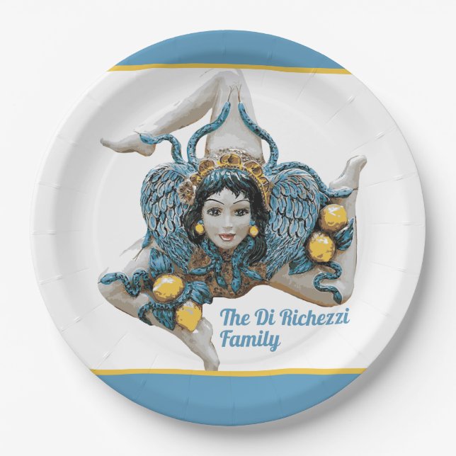 Trinacria of Sicily Three-Legged symbol Sicilia  Paper Plate (Front)