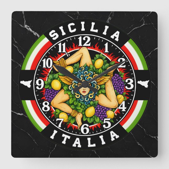 Trinacria Sicilia Italia  Square Wall Clock (Front)