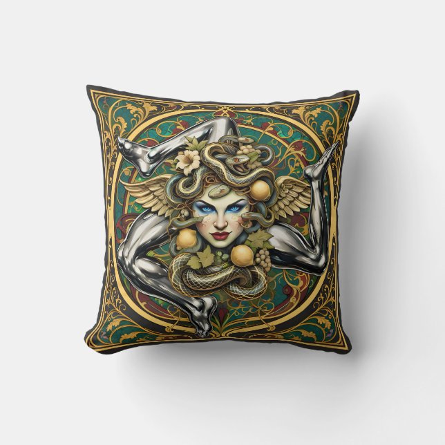 Trinacria Sicilian Pattern (VC Designs) Throw Pillow (Front)