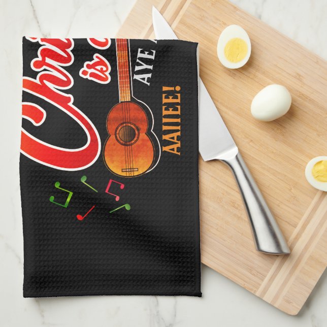 Trini Christmas is de Best on BLACK Kitchen Towel (Quarter Fold)