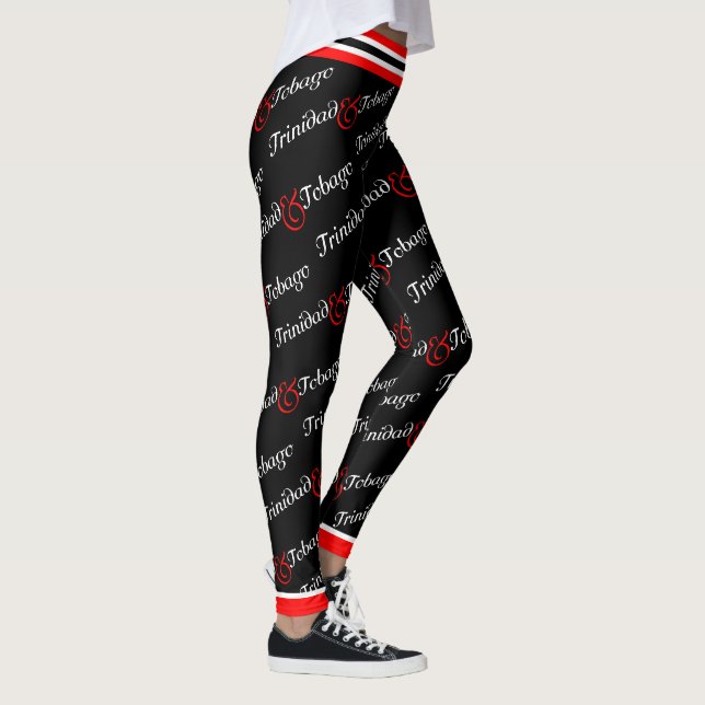 Trini / Trinidad & Tobago Patriotic - Black Leggings (Right)