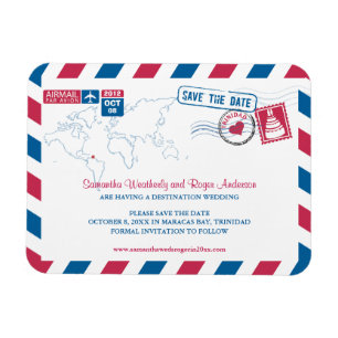 TRINIDAD Air Mail Wedding Save the Date 3x4 Magnet