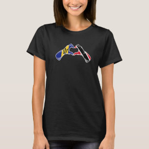 Trinidad And Tobago Barbados Flag Heart Mix Herita T-Shirt