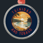 Trinidad and Tobago Caribbean Distressed Circle Metal Ornament<br><div class="desc">Trinidad and Tobago retro vector travel design. Trinidad and Tobago is known for its beaches,  culture,  and wildlife. The country is considered one of the most prosperous and industrialized in the Caribbean.</div>